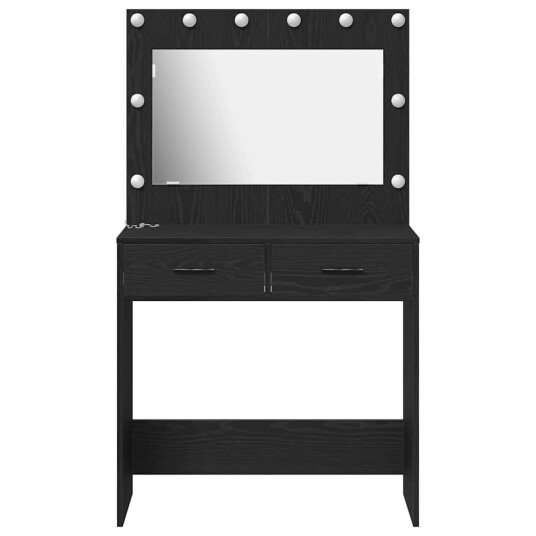  Smykkebord med LED lamper Svart Eik 78,5x41x135 cm