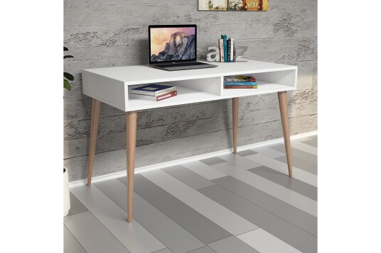 Skrivebord Tyrsberget 120 cm med Oppbevaringshylle Hvit/Natur