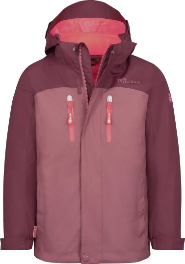 TrollKids Girls Bryggen 3In1 Jacket   FROZEN BERRY/DEEP RUBY   164