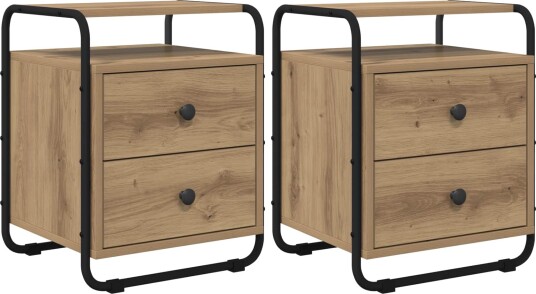 vidaXL Nattbordskap 2 stk. Artisan eik Konstruert tre