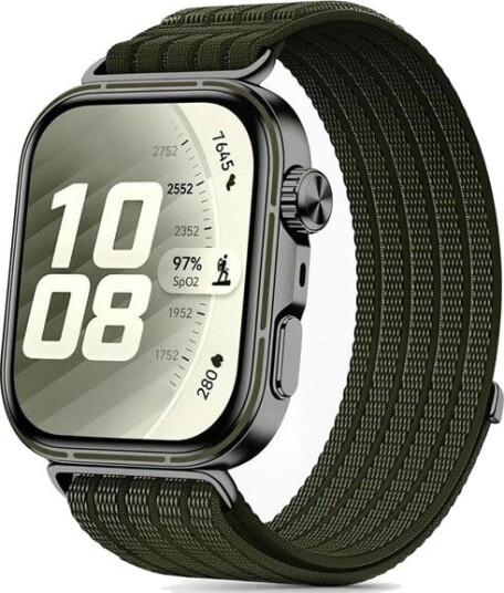 Tech-Protect Nylon Strap on an Huawei Watch Fit 3 / 4 / 4 Pro / 5 / 5 Pro Green