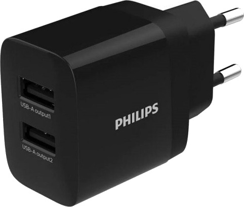 Philips DLP2610/12 2x USB Mobillader Sort