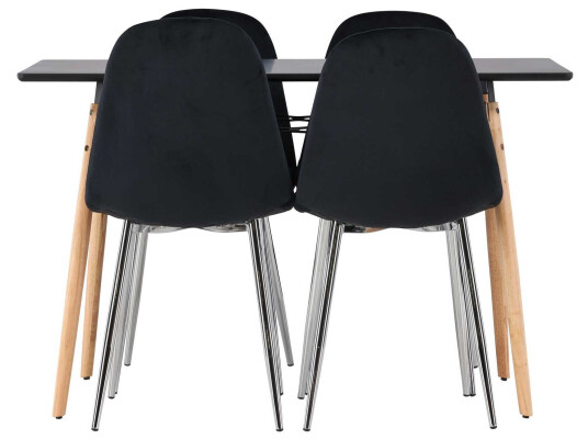 Venture Design Danburi & Polar spisegruppe Svart/svart 4 stoler & bord 120 x 60 cm