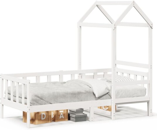 Dagseng med tak hvit 90x190 cm heltre furu 8721102671135