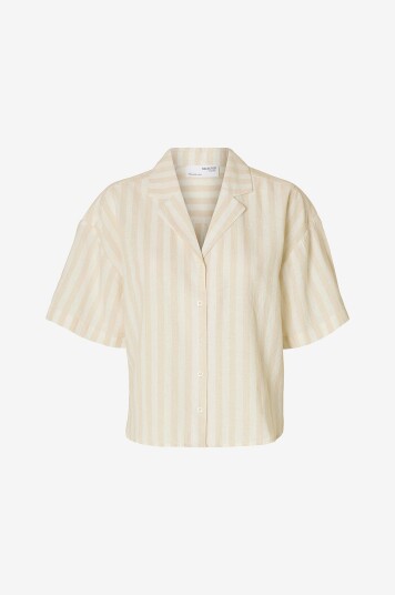 Selected FEMME - Linskjorte slfLuisa 2/4 Linen Blend Striped - Gul