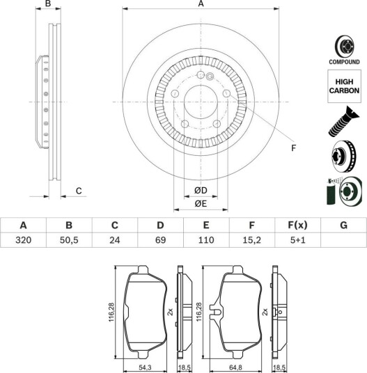 Bremseskiver og -klosser BOSCH BSH3405N0227