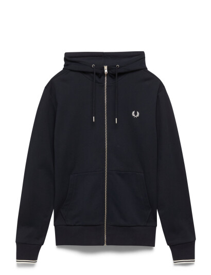 Fred Perry Hooded Zip Sweatshirt - Navy - S Fred Perry Hooded Zip Sweatshirt - Navy - S