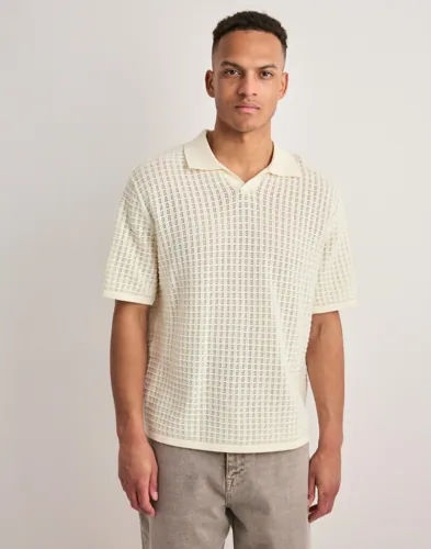 Jack & Jones Jornantucket Knit Split Neck Polo S Kortermet poloskjorte Beige