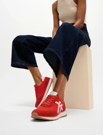 FitFlop Retro Q Ff Fabric/Suede Sneakers Red 37