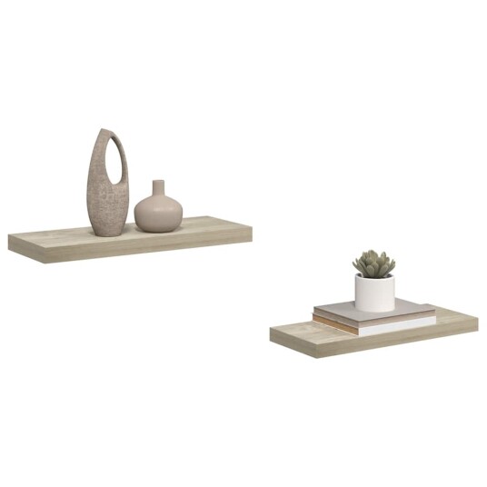 vidaXL Flytende vegghyller 2 stk eik 60x23,5x3,8 cm MDF