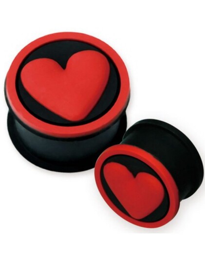 Red Heart Svart Piercing Plugg Strl 4 mm Red Heart Svart Piercing Plugg Strl 4 mm