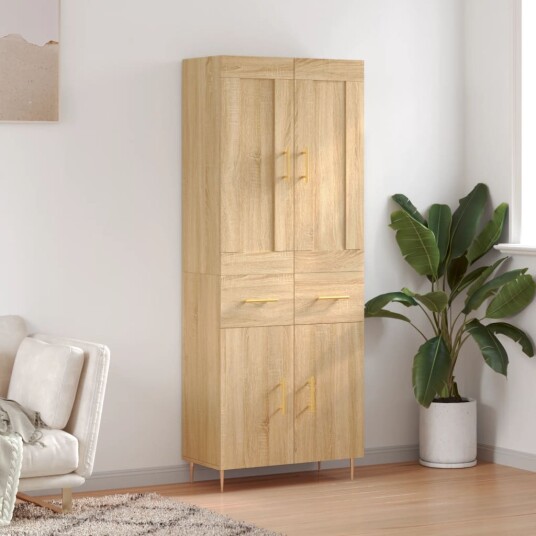 vidaXL Highboard sonoma eik 69,5x34x180 cm konstruert tre 8720845492908 vidaXL Highboard sonoma eik 69,5x34x180 cm konstruert tre 8720845492908