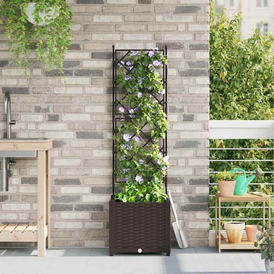 Hagepotte med Trellis Brun 40x40x143 cm