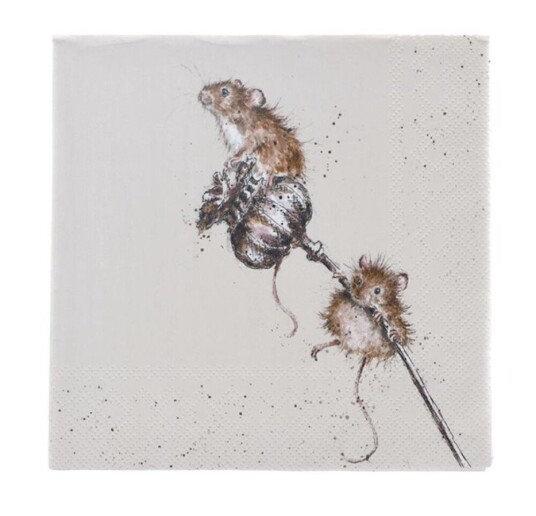 Wrendale servietter Country mice kaffe
