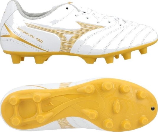 Mizuno Monarcida Neo Iii Select Fg Bright Gold Hvit/gull Barn Gress (Fg) størrelse 36½
