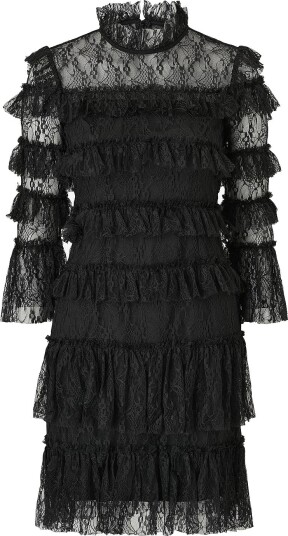 By Malina Kjole Carmine Frill Lace Mini Dress Svart By Malina Kjole Carmine Frill Lace Mini Dress Svart