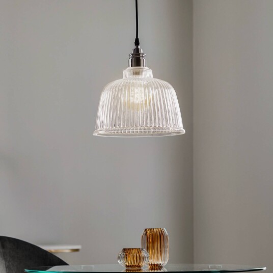 Lamkur Leana hengelampe klart glass 1 lyskilde krom Lamkur Leana hengelampe klart glass 1 lyskilde krom