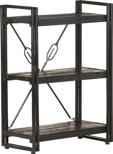 vidaXL Bokhylle 3 etasjer svart 60x30x80 cm heltre mango