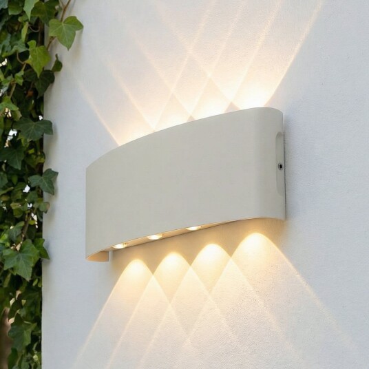 Ithan utendørs LED-vegglampe, hvit, 5 lyskilder, 27 cm - Lindby - Terrasse - Moderne - Aluminium - Kantet