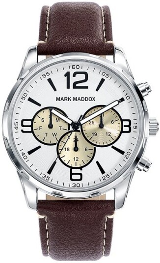 Mark Maddox Herreklokke HC6018 05 Classic Hvit/Lær Ø42 mm