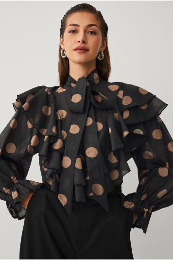 Ellos Collection Bluse med volanger Svart