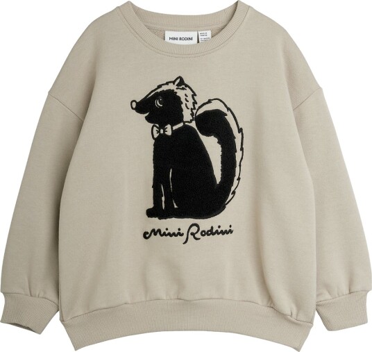Mini Rodini Skunk Chenille Sweatshirt   Grey   104/110
