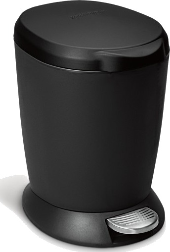 Rund pedalbøtte 6 l enkeltbeholder svart plast black