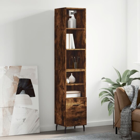 vidaXL Highboard røkt eik 34,5x34x180 cm konstruert tre 8720845931537