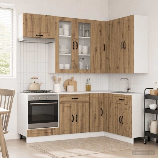 vidaXL Kjøkken enhet KALMAR 8 pcs Artisan eik Konstruert tre
