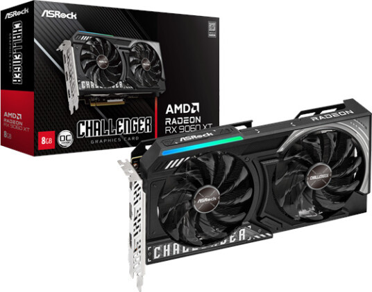 ASRock Radeon RX 9060 XT Challenger 8GB GDDR6 RAM Grafikkort ASRock Radeon RX 9060 XT Challenger 8GB GDDR6 RAM Grafikkort