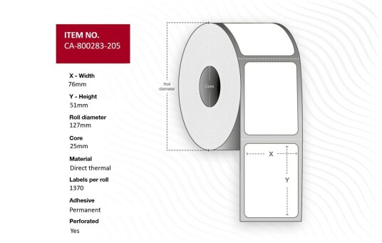 CAPTURE Label 76 x 51mm core 25mm,