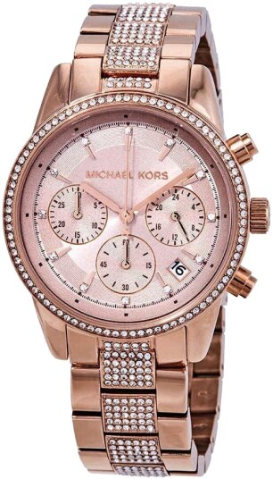 Michael Kors Dameklokke MK6485 Ritz Rosegullfarget/Rose gulltonet