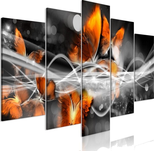 Bilde Swarm Of Butterflies 5 Parts Wide Grey 200x100 Artgeist sp. z o. o.