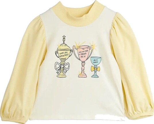 Mini Rodini Trophies Sp Balloon Sleeve Top OFF-WHITE 116/122