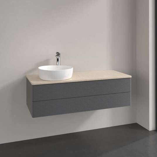Villeroy & Boch Antao Servantskap med 2 skuffer 120x50x36 cm u/lys Antrasitt/Crème Villeroy & Boch Antao Servantskap med 2 skuffer 120x50x36 cm u/lys Antrasitt/Crème
