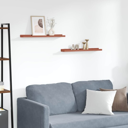  Vegghylle med hylle 2 pcs Rød 60 x 9 x 3 cm Konstruert tre