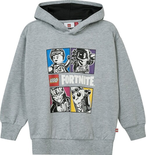 LEGO® Fortnite Hettegenser LWSian 700 Grå Melert m. Trykk LEGO® Wear 8 år (128) Hettegenser Svart