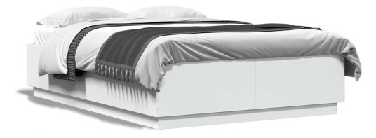 Sengeramme med LED-lys hvit 140x200 cm konstruert tre 8721012273467