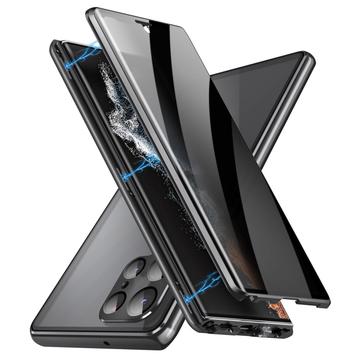 Samsung Galaxy S23 Ultra 5G Magnetisk Deksel med Herdet Glass Privacy Svart