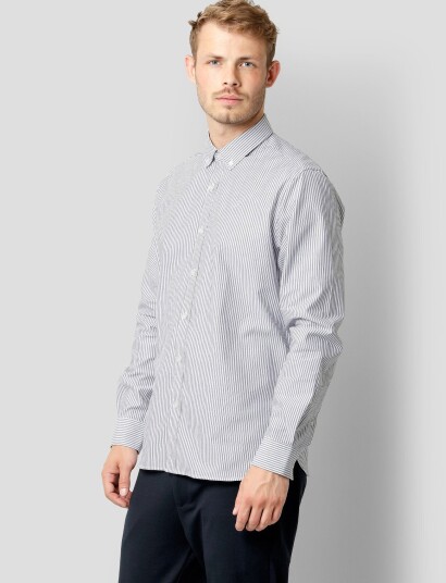 Clean Cut Copenhagen Oxford Stretch Stripe L/S Navy M