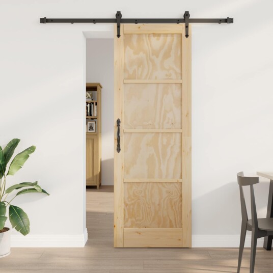 vidaXL Skyvedør ORKDAL Naturlig og svart 73,5 x 211 cm Heltre furu