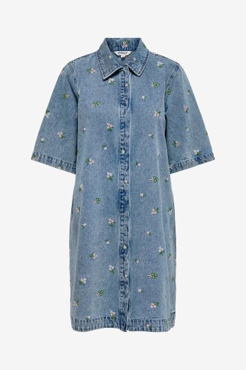 Only Denimkjole onlVera belle S/S Flower Blå