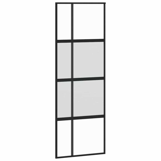 vidaXL Skyvedør med monteringssett svart 76x205 cm herdet glass