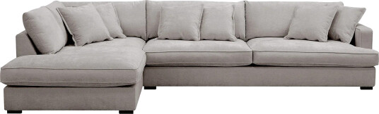 Rossita Lyx 4 seters Venstrevendt L formet Extra Dyp Sjeselongsofa i Chenille Grå/Brun Chenille