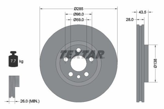 Bremseskive TEXTAR 92115003