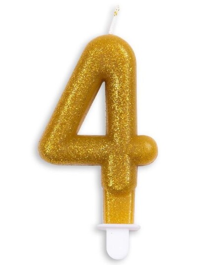 4 Tall Glitrende Gullfarget Kakelys 9 cm