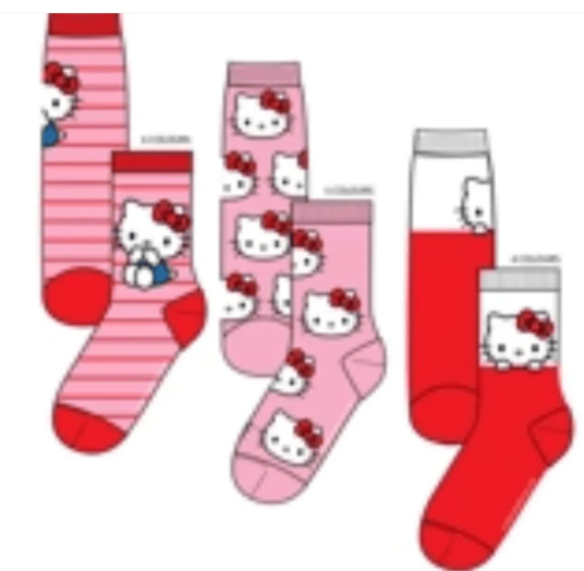 Hello Kitty Sokker 3 pk 31/34 Barn Rosa/Rød