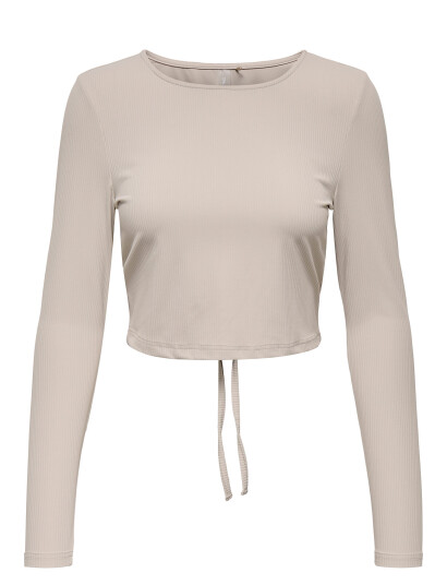 Only Play Onphomie On Ls Cropped Rib Tee - Beige - L