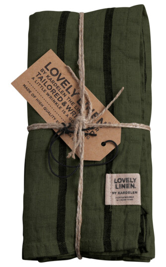 Lovely Linen Misty servietter 45X45 stripe forest 4pk