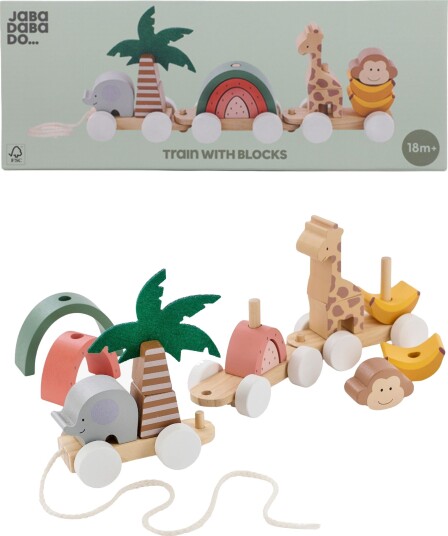 JaBaDaBaDo Train With Blocks Safari MULTI COLOURED One Size JaBaDaBaDo Train With Blocks Safari MULTI COLOURED One Size